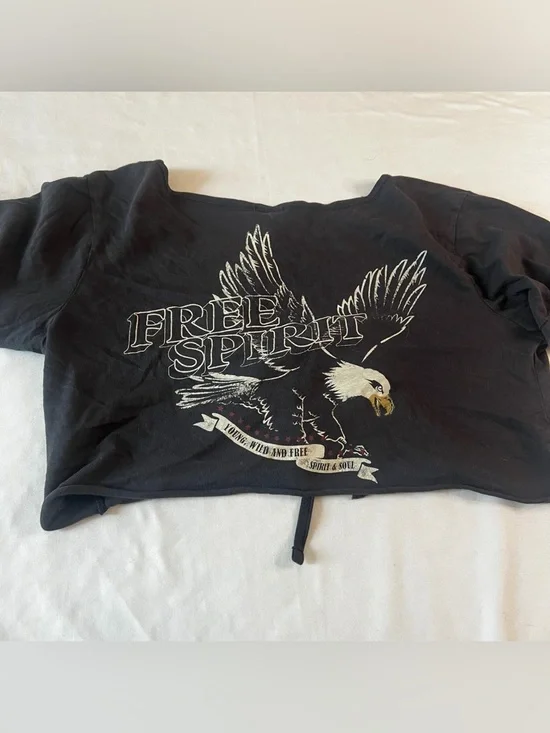 Garage Palm Valley Los Angeles Tie Front Crop Tee Black Women’s XS NWT - Picture 7 of 8